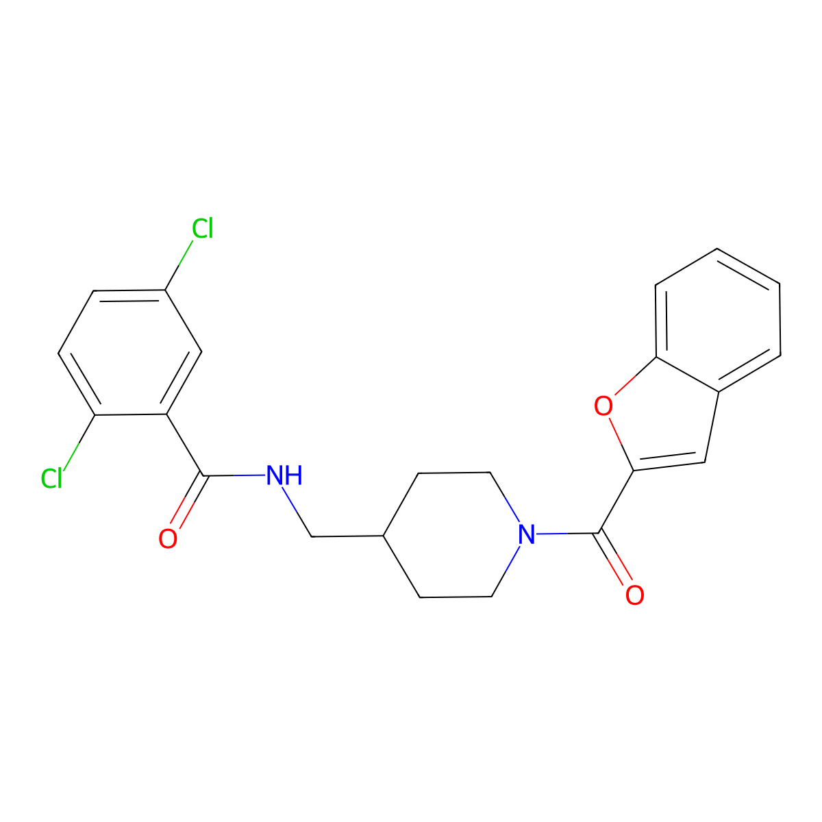 N-((1-(benzofuran-2-carbonyl)piperidin-4-yl)methyl)-2,5-dichlorobenzamide molecular structure, CAS 1235079-97-6