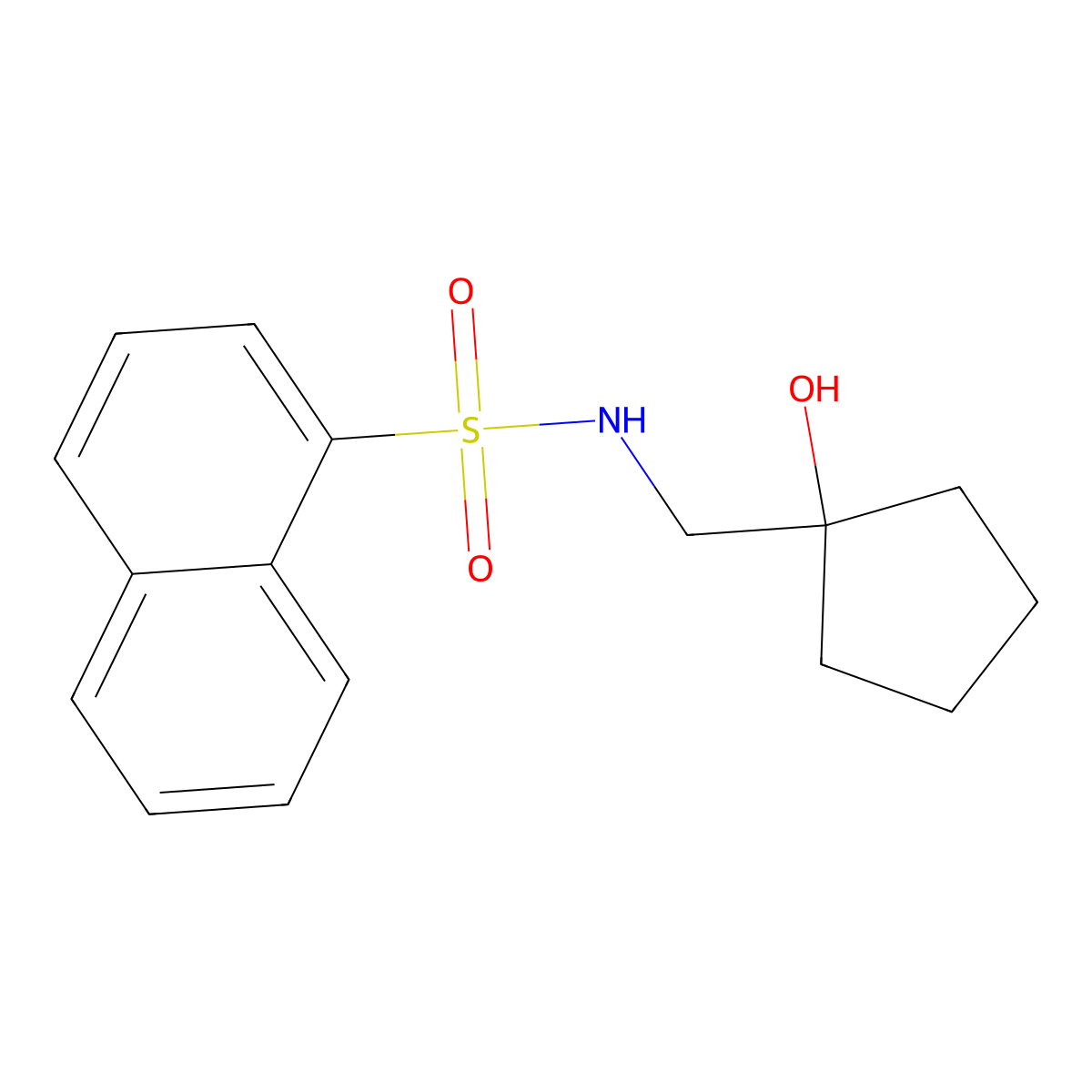 N-((1-hydroxycyclopentyl)methyl)naphthalene-1-sulfonamide molecular structure, CAS 1235080-21-3