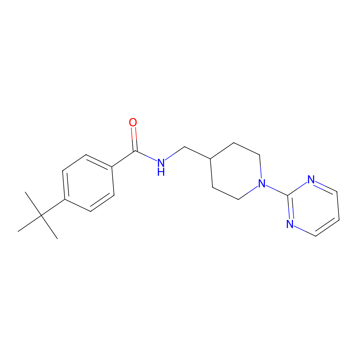 4-(tert-butyl)-N-((1-(pyrimidin-2-yl)piperidin-4-yl)methyl)benzamide molecular structure, CAS 1235080-39-3