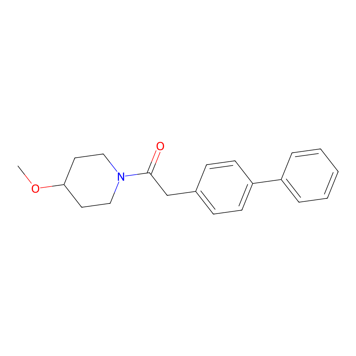 2-([1,1'-Biphenyl]-4-yl)-1-(4-methoxypiperidin-1-yl)ethanone molecular structure, CAS 1235080-57-5