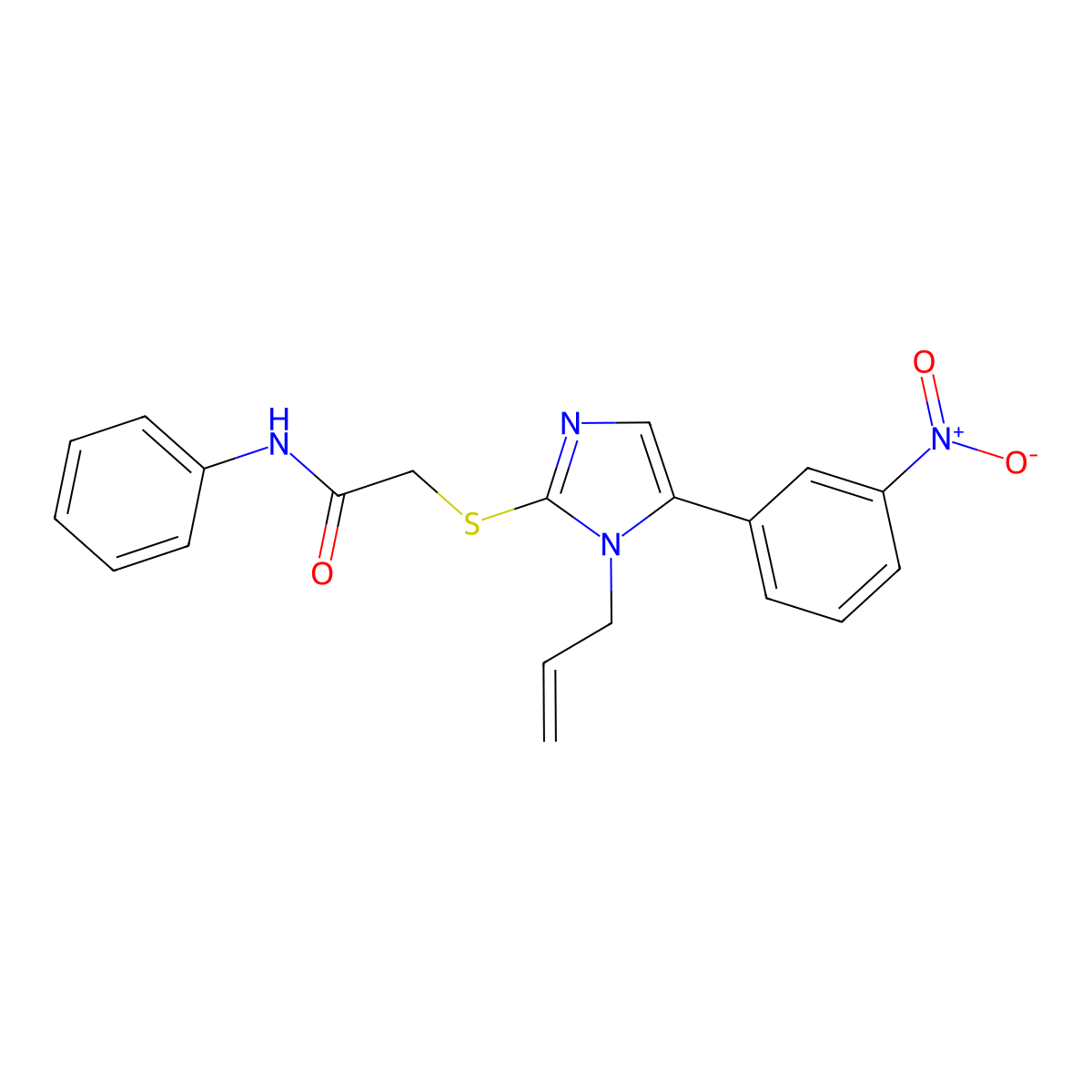 2-((1-allyl-5-(3-nitrophenyl)-1H-imidazol-2-yl)thio)-N-phenylacetamide molecular structure, CAS 1235082-18-4
