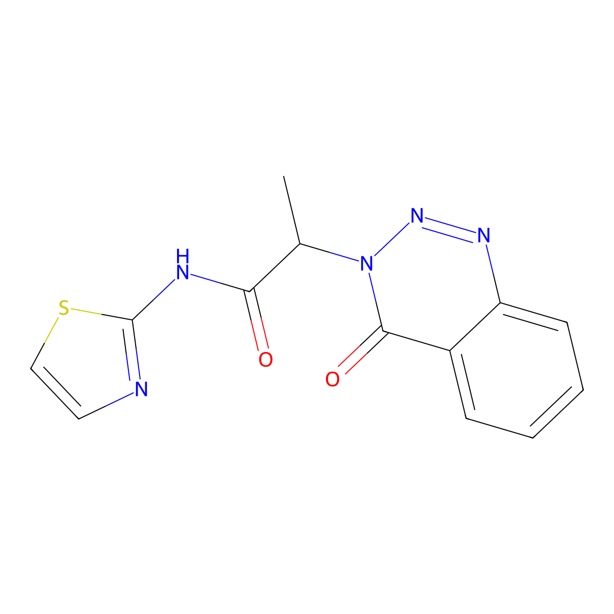 2-(4-oxo-1,2,3-benzotriazin-3(4H)-yl)-N-(1,3-thiazol-2-yl)propanamide molecular structure, CAS 1235082-89-9