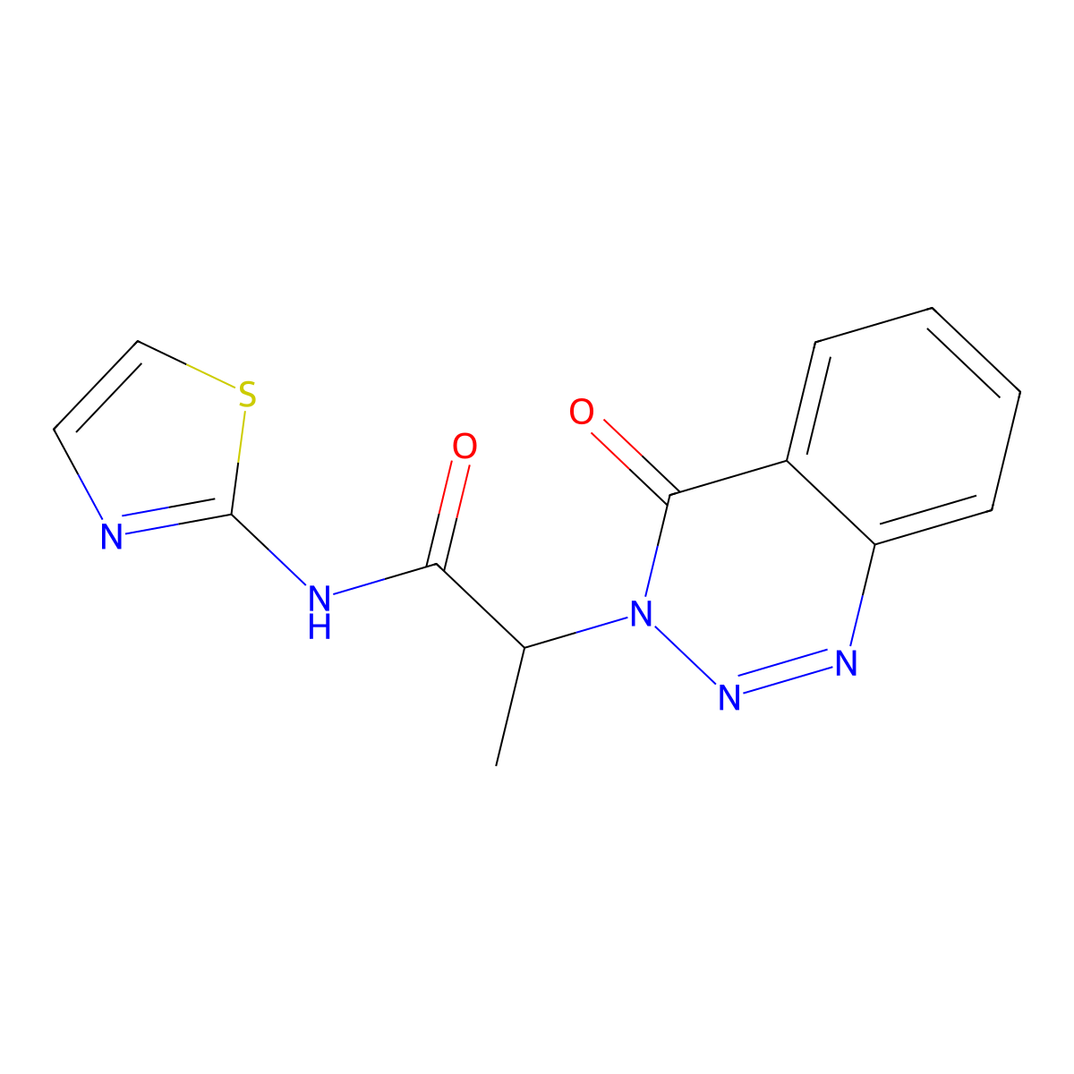 2-(4-oxo-1,2,3-benzotriazin-3(4H)-yl)-N-(1,3-thiazol-2-yl)propanamide molecular structure, CAS 1235082-89-9