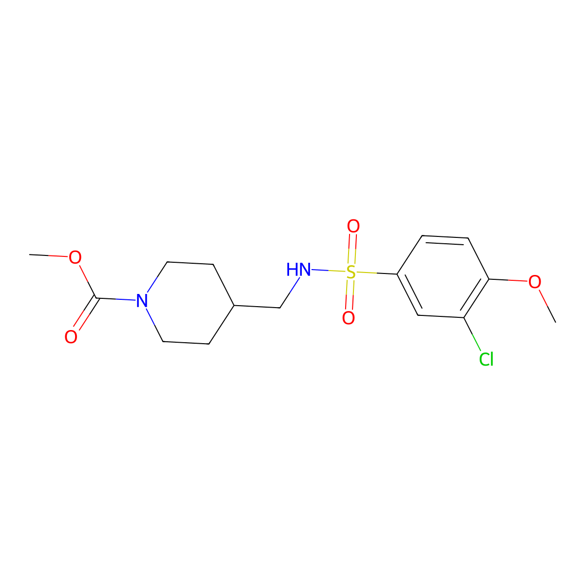 Methyl 4-[(3-chloro-4-methoxybenzenesulfonamido)methyl]piperidine-1-carboxylate molecular structure, CAS 1235083-73-4