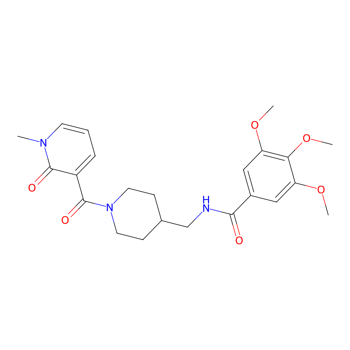 3,4,5-trimethoxy-N-{[1-(1-methyl-2-oxo-1,2-dihydropyridine-3-carbonyl)piperidin-4-yl]methyl}benzamide molecular structure, CAS 1235083-94-9