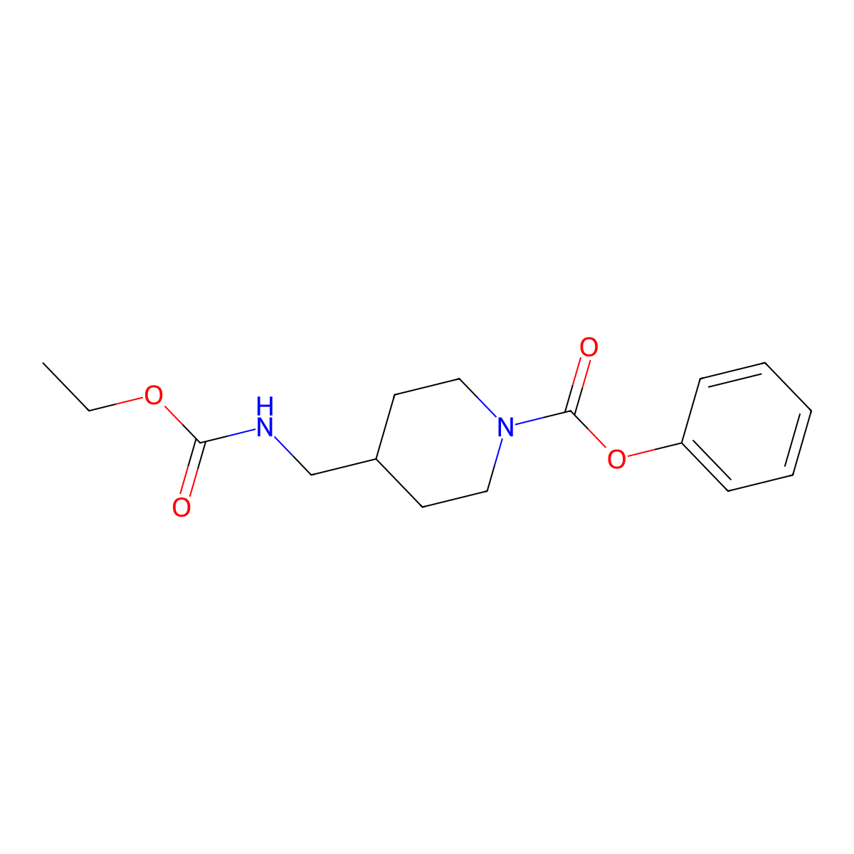 Phenyl 4-{[(ethoxycarbonyl)amino]methyl}piperidine-1-carboxylate molecular structure, CAS 1235083-97-2