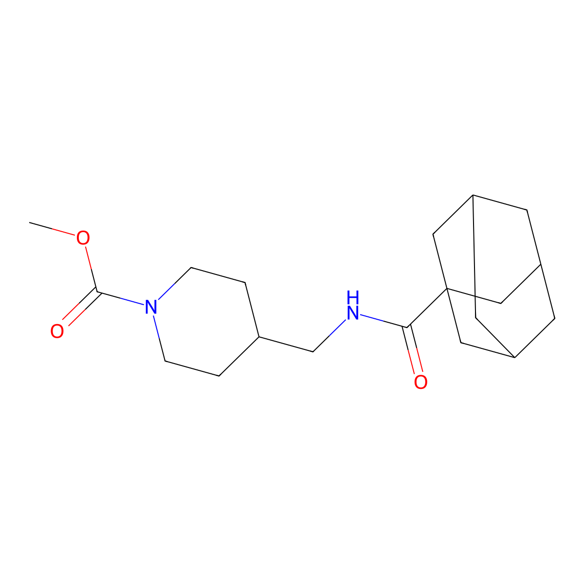 Methyl 4-{[(adamantan-1-yl)formamido]methyl}piperidine-1-carboxylate molecular structure, CAS 1235084-65-7
