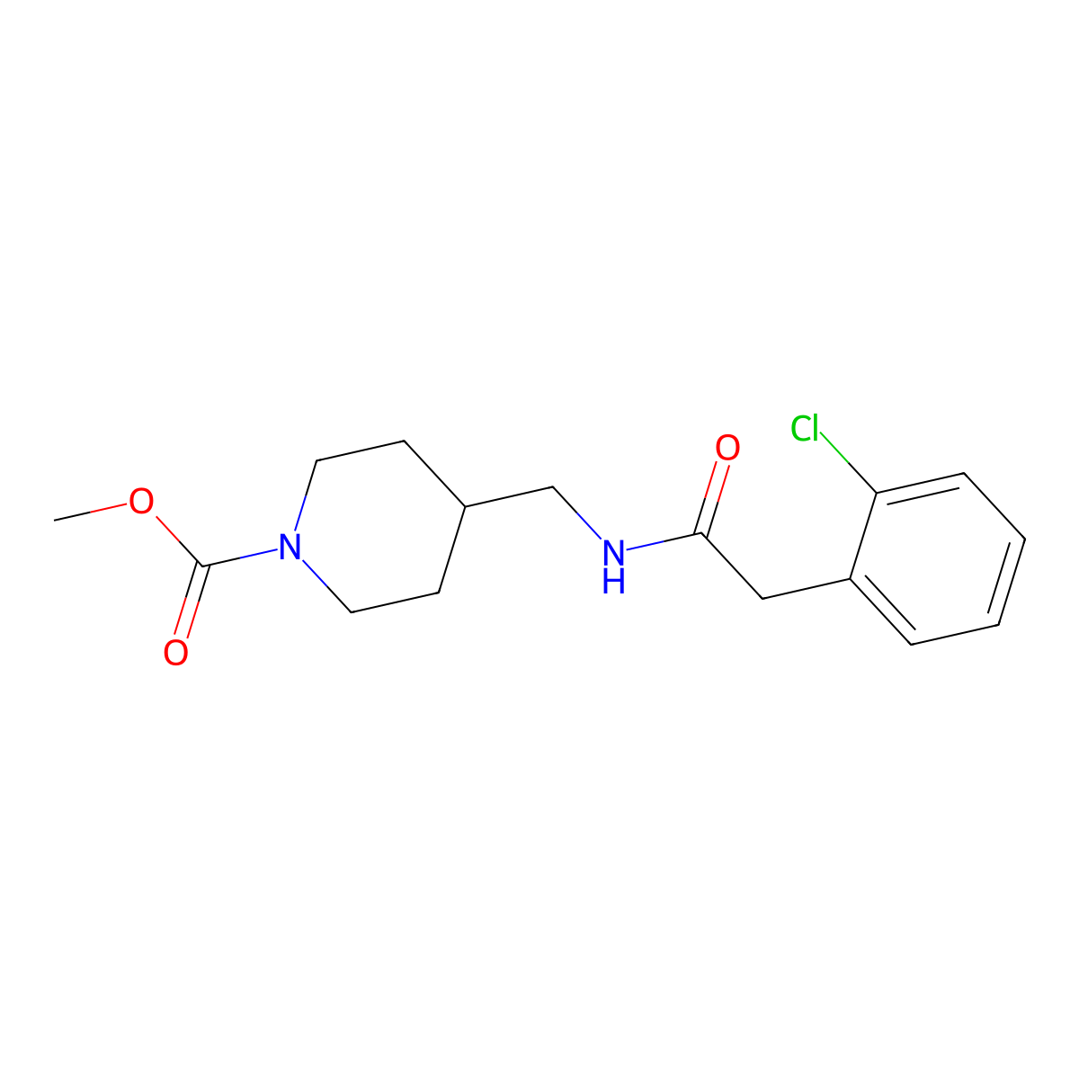 Methyl 4-{[2-(2-chlorophenyl)acetamido]methyl}piperidine-1-carboxylate molecular structure, CAS 1235084-75-9