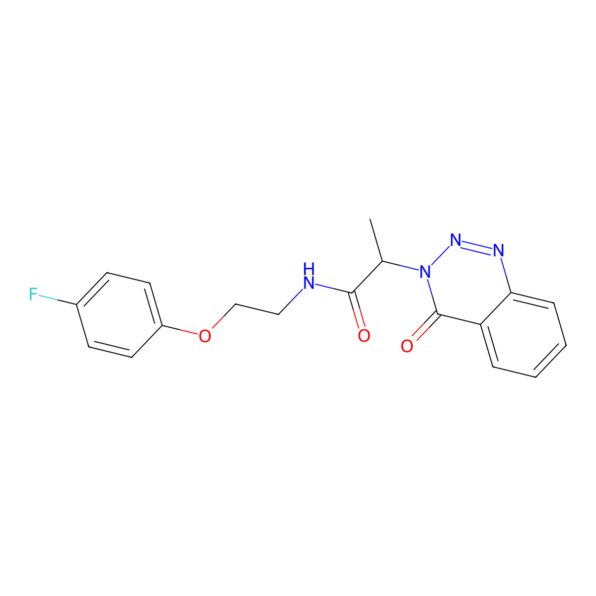 N-[2-(4-fluorophenoxy)ethyl]-2-(4-oxo-3,4-dihydro-1,2,3-benzotriazin-3-yl)propanamide molecular structure, CAS 1235084-86-2