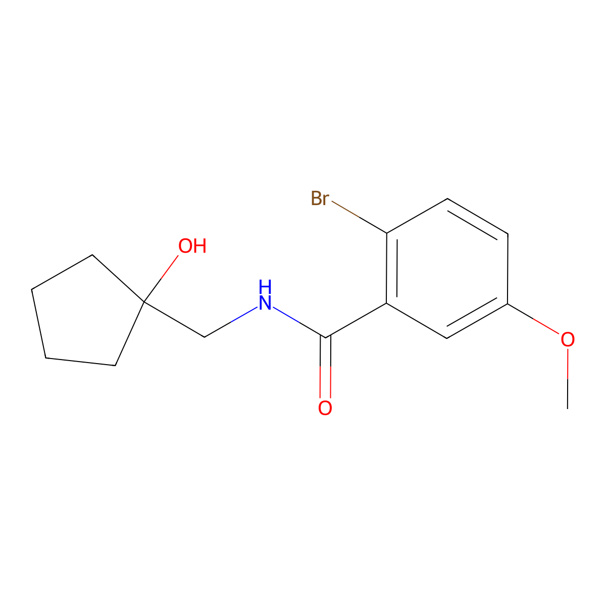 2-bromo-N-[(1-hydroxycyclopentyl)methyl]-5-methoxybenzamide molecular structure, CAS 1235085-17-2