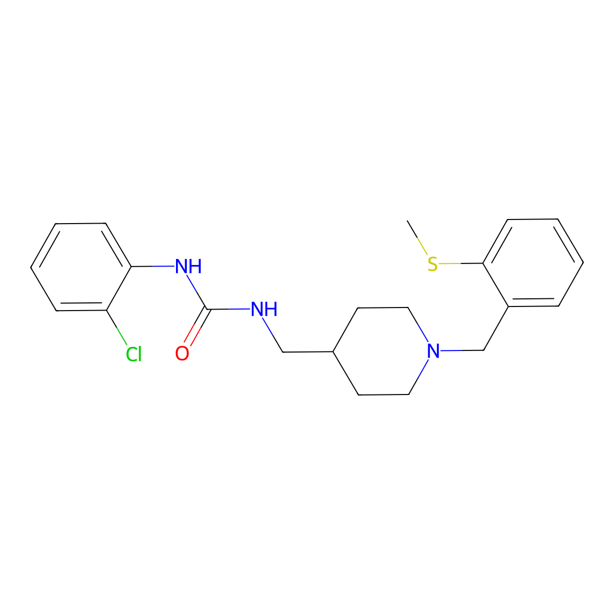 1-(2-Chlorophenyl)-3-((1-(2-(methylthio)benzyl)piperidin-4-yl)methyl)urea molecular structure, CAS 1235085-77-4