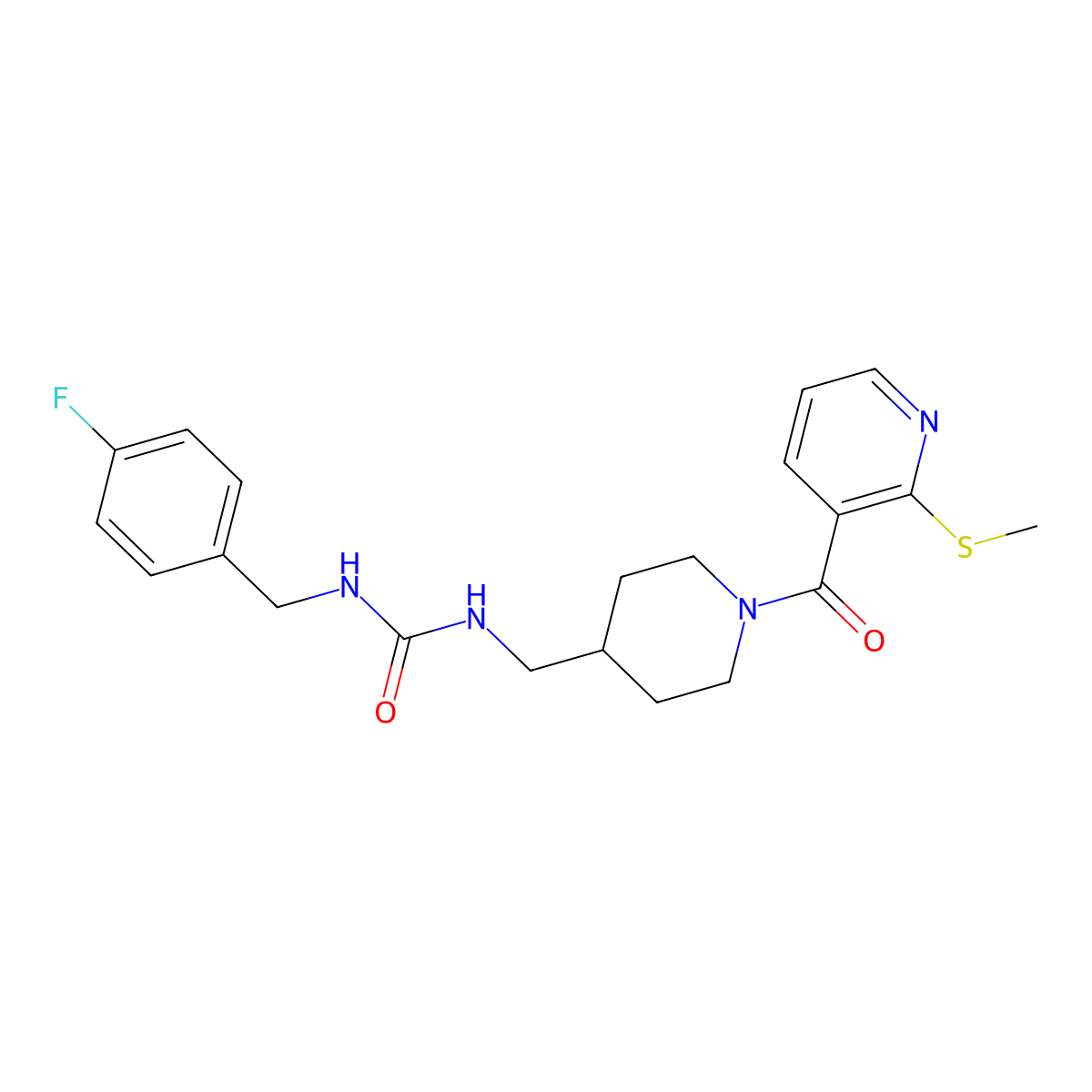 1-(4-Fluorobenzyl)-3-((1-(2-(methylthio)nicotinoyl)piperidin-4-yl)methyl)urea molecular structure, CAS 1235086-72-2