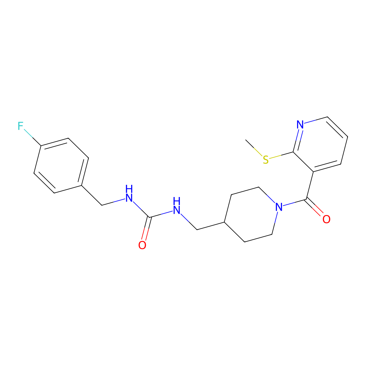 1-(4-Fluorobenzyl)-3-((1-(2-(methylthio)nicotinoyl)piperidin-4-yl)methyl)urea molecular structure, CAS 1235086-72-2