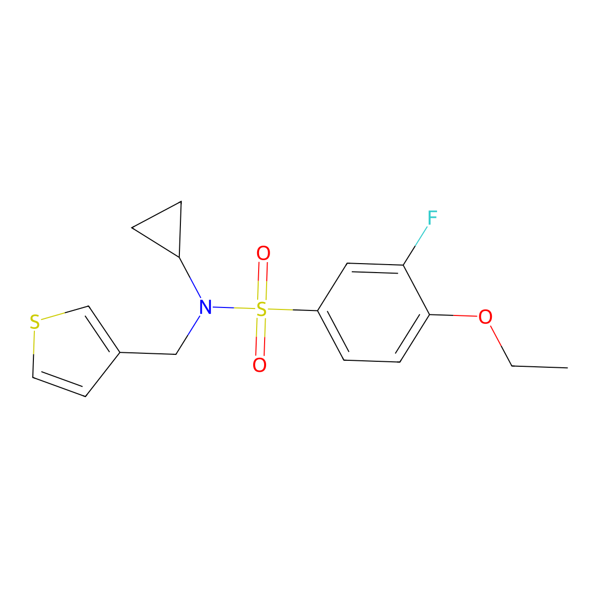 N-cyclopropyl-4-ethoxy-3-fluoro-N-(thiophen-3-ylmethyl)benzenesulfonamide molecular structure, CAS 1235089-35-6