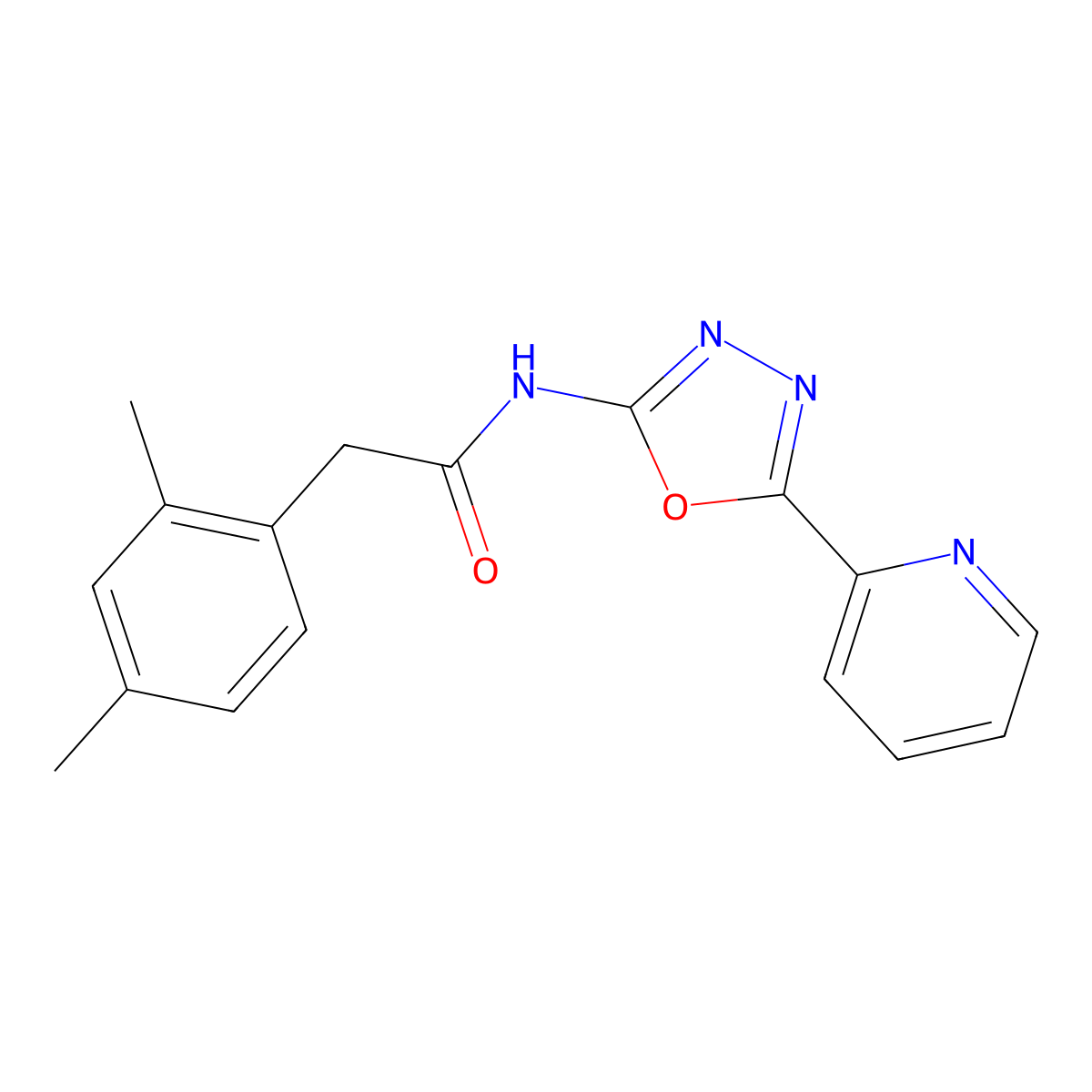 2-(2,4-dimethylphenyl)-N-[5-(pyridin-2-yl)-1,3,4-oxadiazol-2-yl]acetamide molecular structure, CAS 1235089-43-6