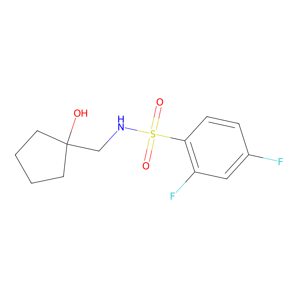 2,4-difluoro-N-((1-hydroxycyclopentyl)methyl)benzenesulfonamide molecular structure, CAS 1235089-97-0