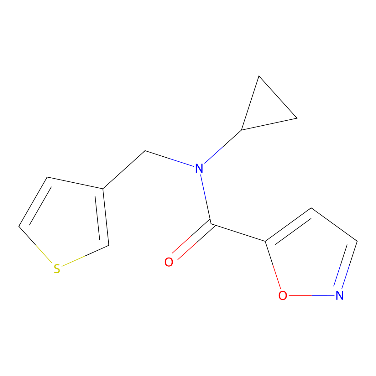 N-cyclopropyl-N-(thiophen-3-ylmethyl)isoxazole-5-carboxamide molecular structure, CAS 1235090-33-1