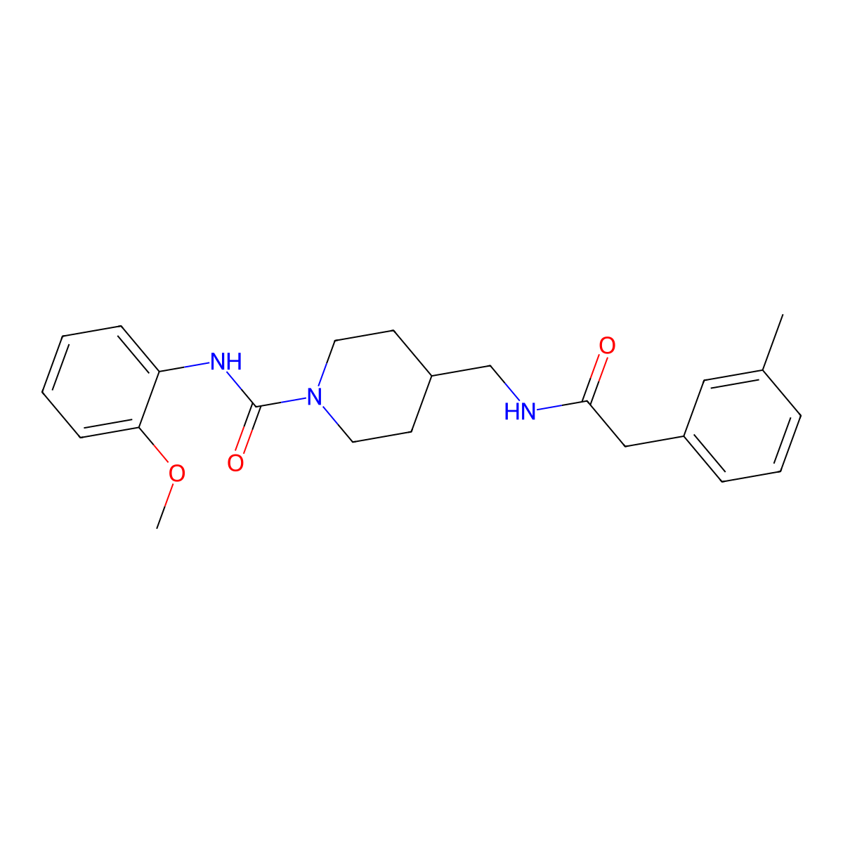 N-(2-methoxyphenyl)-4-((2-(m-tolyl)acetamido)methyl)piperidine-1-carboxamide molecular structure, CAS 1235090-55-7