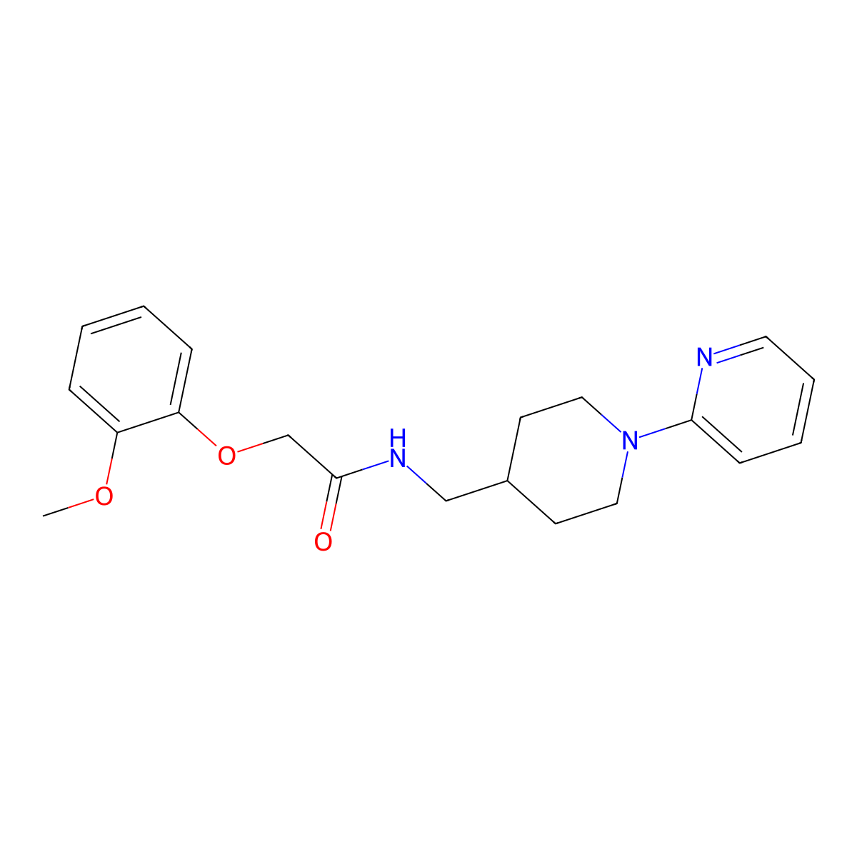 2-(2-methoxyphenoxy)-N-{[1-(pyridin-2-yl)piperidin-4-yl]methyl}acetamide molecular structure, CAS 1235090-76-2
