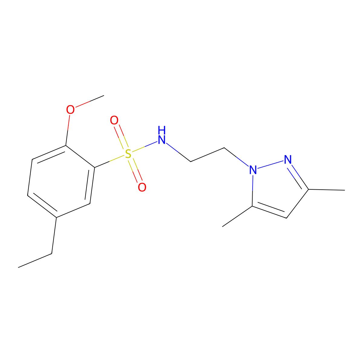 N-(2-(3,5-dimethyl-1H-pyrazol-1-yl)ethyl)-5-ethyl-2-methoxybenzenesulfonamide molecular structure, CAS 1235091-19-6