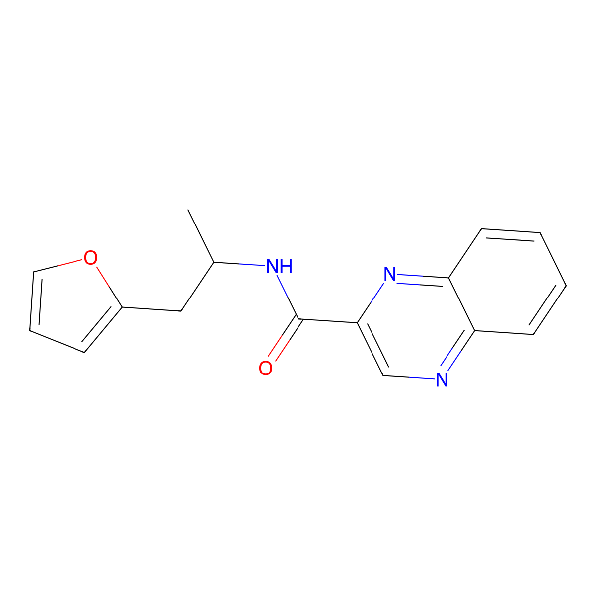 N-[1-(furan-2-yl)propan-2-yl]quinoxaline-2-carboxamide molecular structure, CAS 1235091-21-0