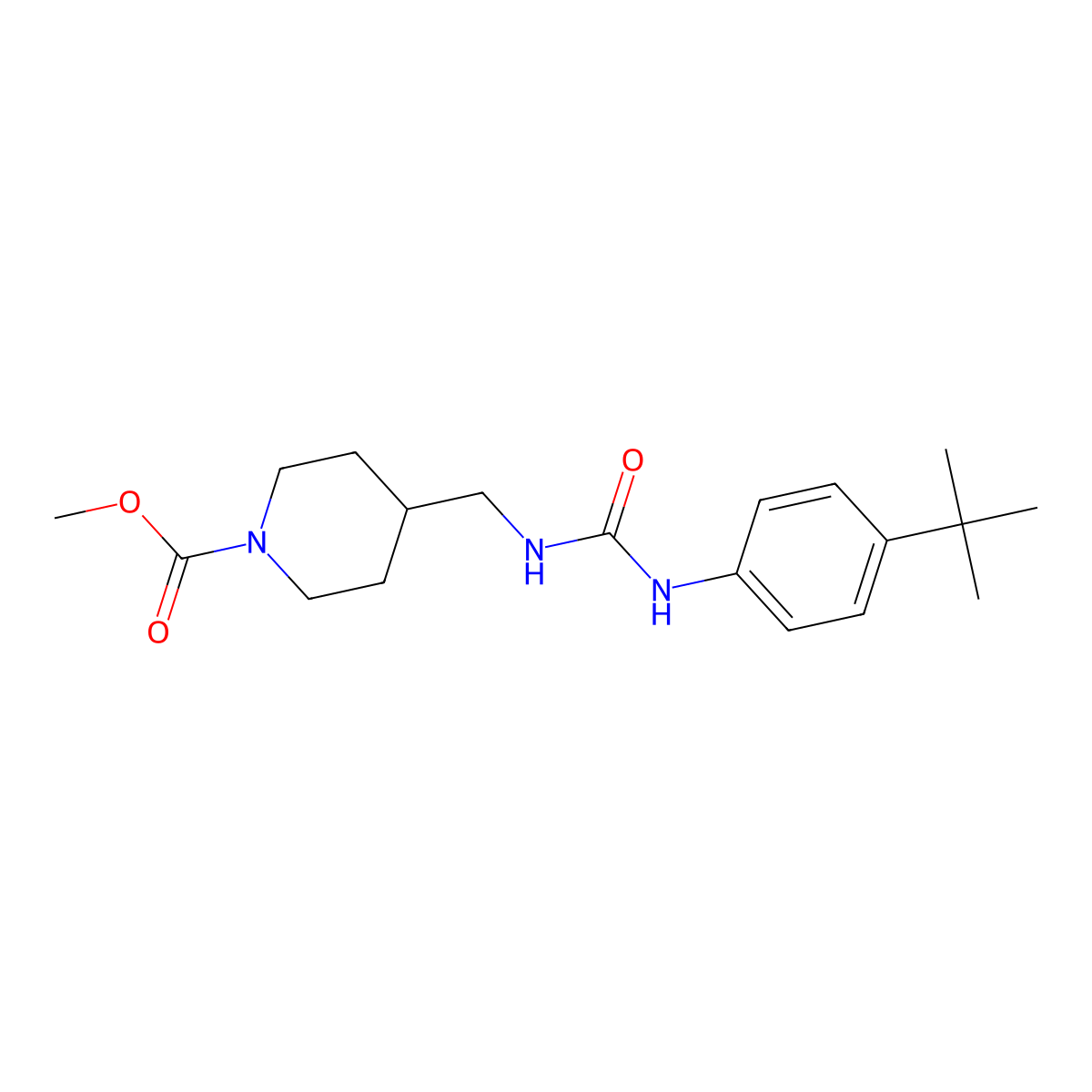 Methyl 4-((3-(4-(tert-butyl)phenyl)ureido)methyl)piperidine-1-carboxylate molecular structure, CAS 1235091-26-5