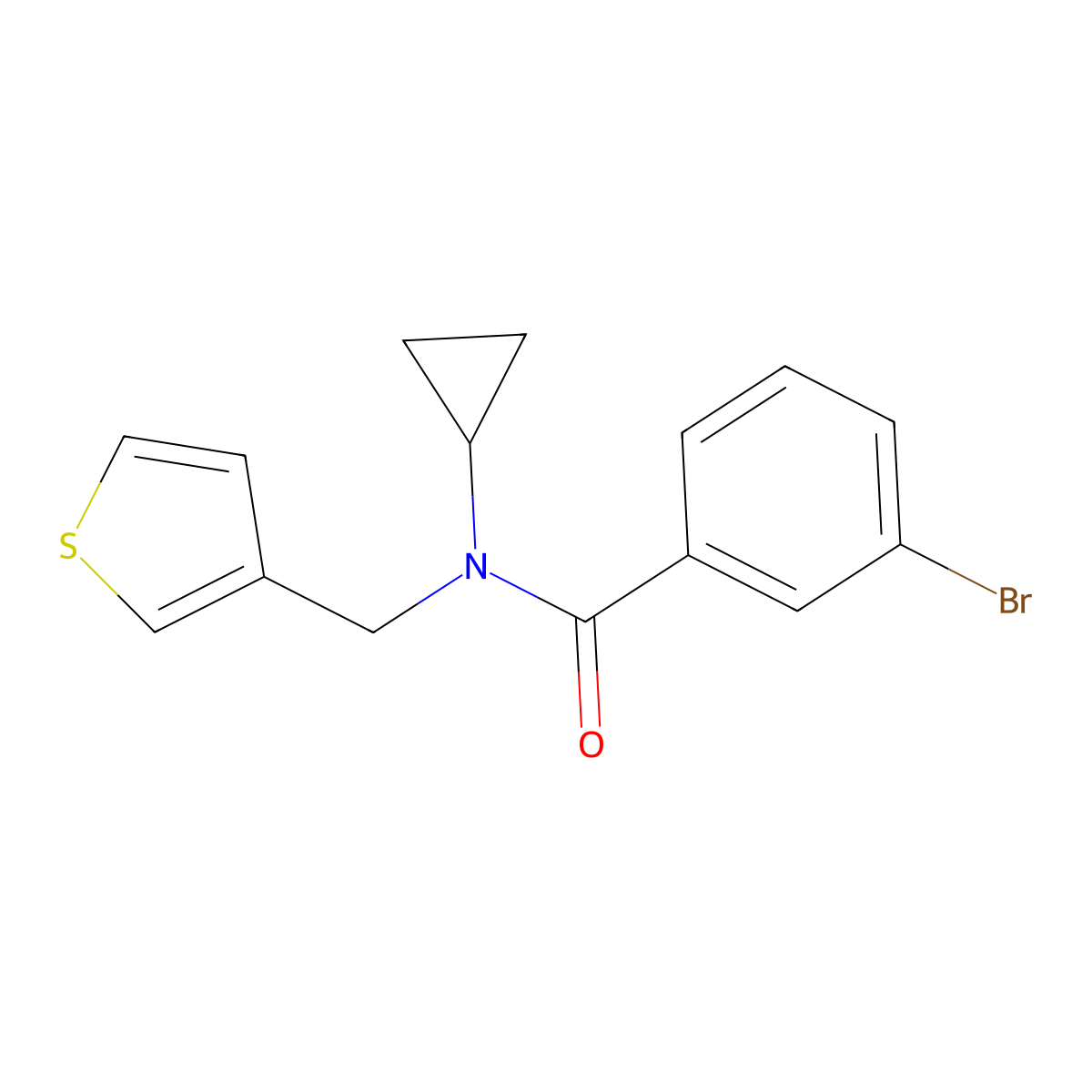 3-bromo-N-cyclopropyl-N-(thiophen-3-ylmethyl)benzamide molecular structure, CAS 1235091-87-8