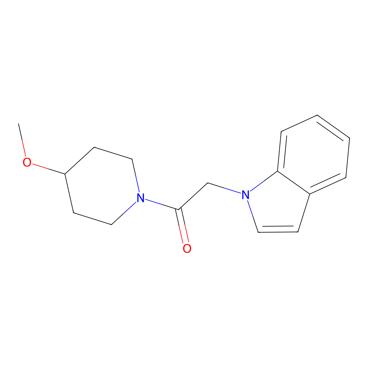 2-(1H-indol-1-yl)-1-(4-methoxypiperidin-1-yl)ethanone molecular structure, CAS 1235092-20-2