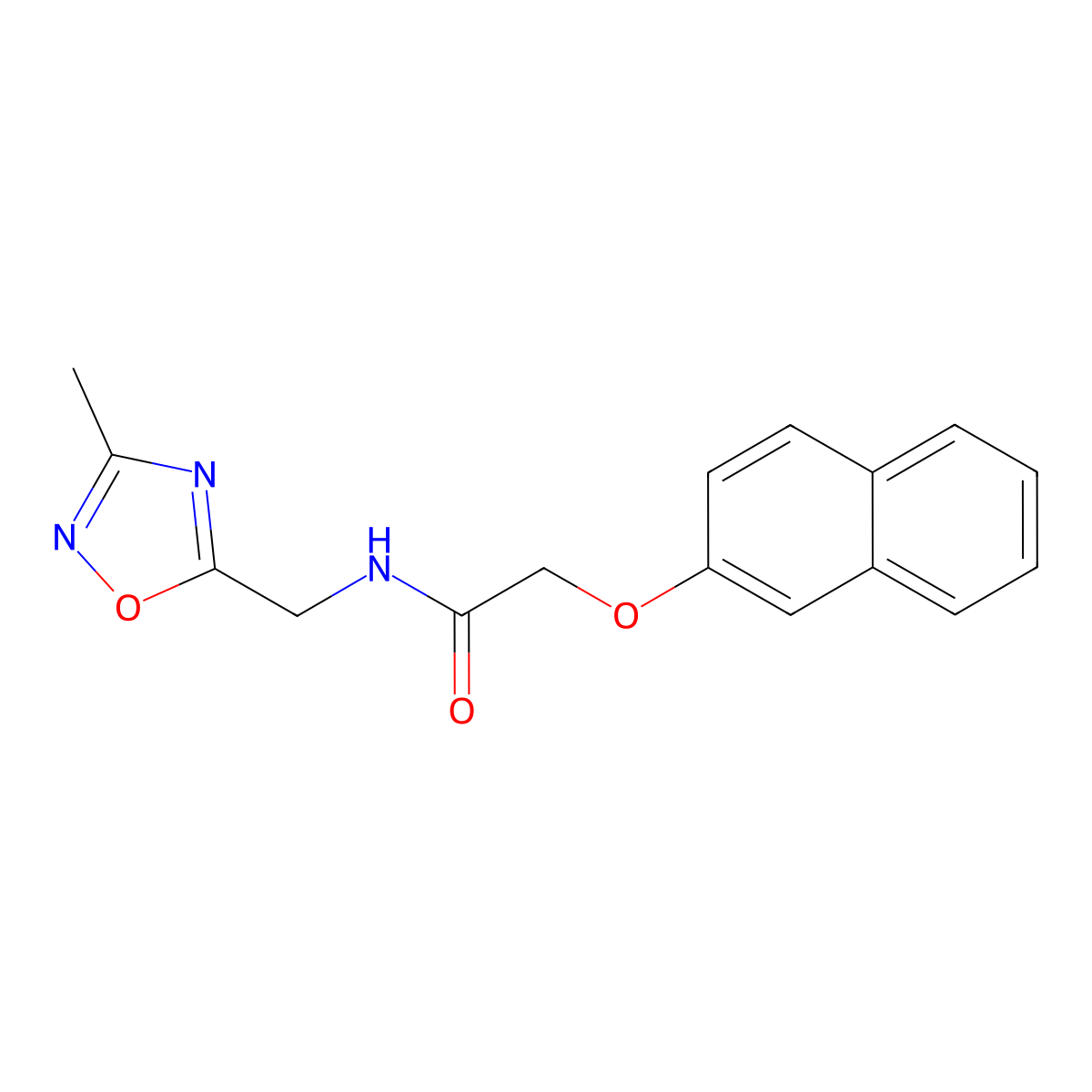 N-((3-methyl-1,2,4-oxadiazol-5-yl)methyl)-2-(naphthalen-2-yloxy)acetamide molecular structure, CAS 1235092-36-0