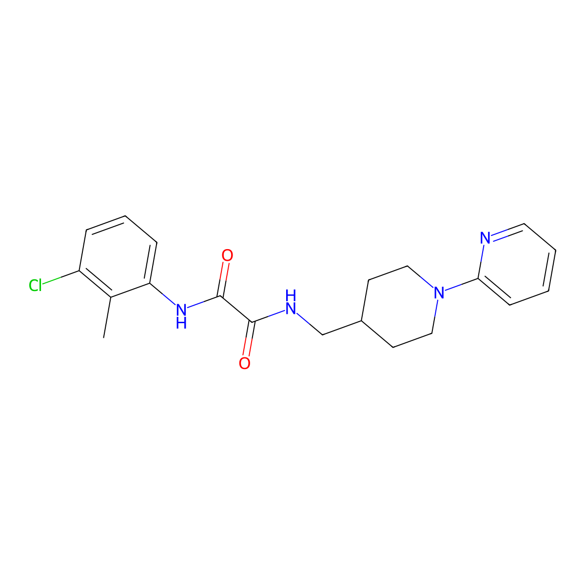 N1-(3-chloro-2-methylphenyl)-N2-((1-(pyridin-2-yl)piperidin-4-yl)methyl)oxalamide molecular structure, CAS 1235092-38-2