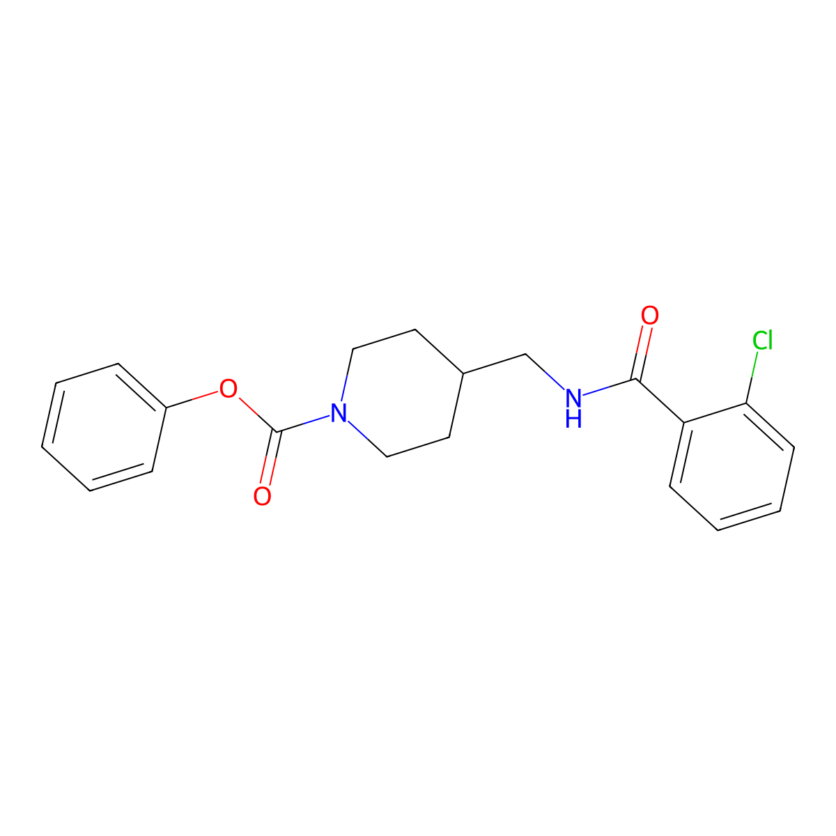 Phenyl 4-((2-chlorobenzamido)methyl)piperidine-1-carboxylate molecular structure, CAS 1235092-53-1