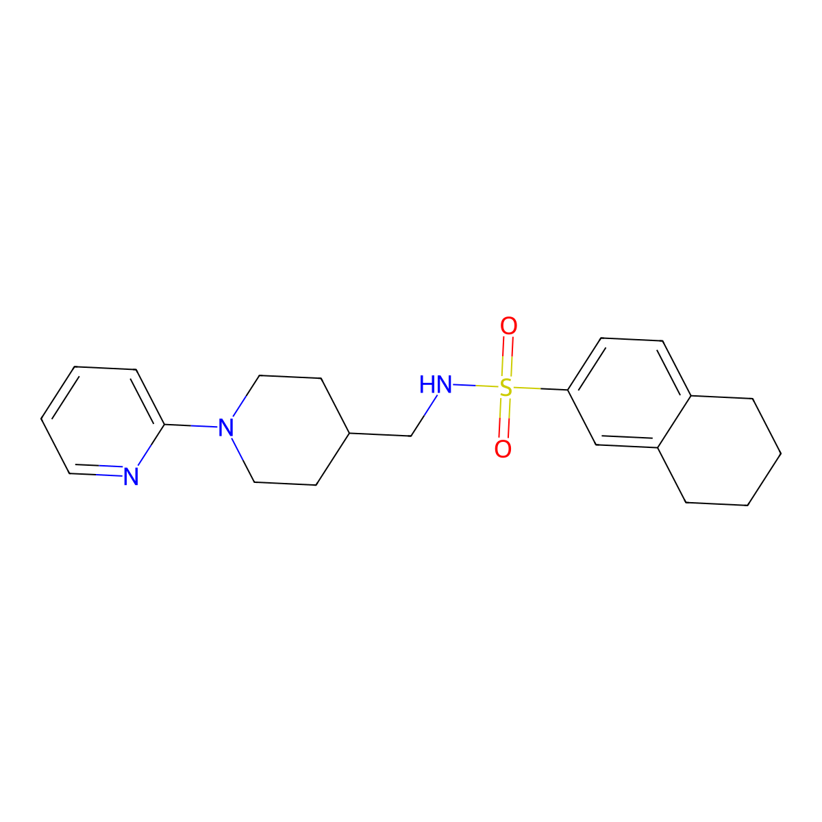 N-{[1-(pyridin-2-yl)piperidin-4-yl]methyl}-5,6,7,8-tetrahydronaphthalene-2-sulfonamide molecular structure, CAS 1235092-58-6