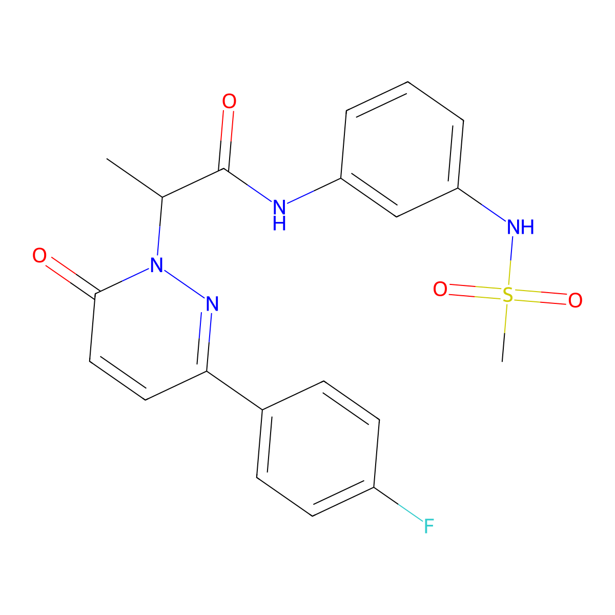2-(3-(4-fluorophenyl)-6-oxopyridazin-1(6H)-yl)-N-(3-(methylsulfonamido)phenyl)propanamide molecular structure, CAS 1235093-25-0