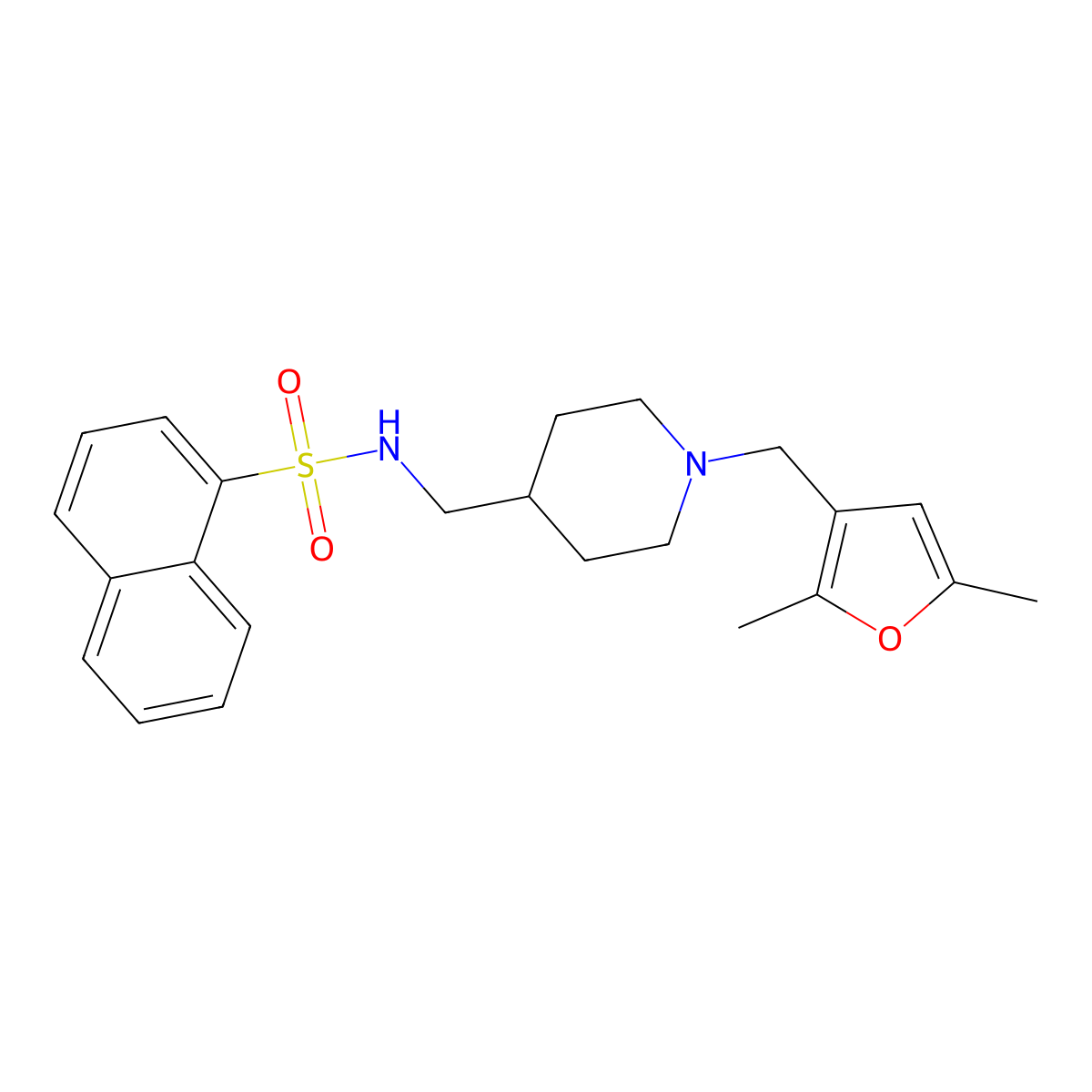 N-({1-[(2,5-dimethylfuran-3-yl)methyl]piperidin-4-yl}methyl)naphthalene-1-sulfonamide molecular structure, CAS 1235093-90-9