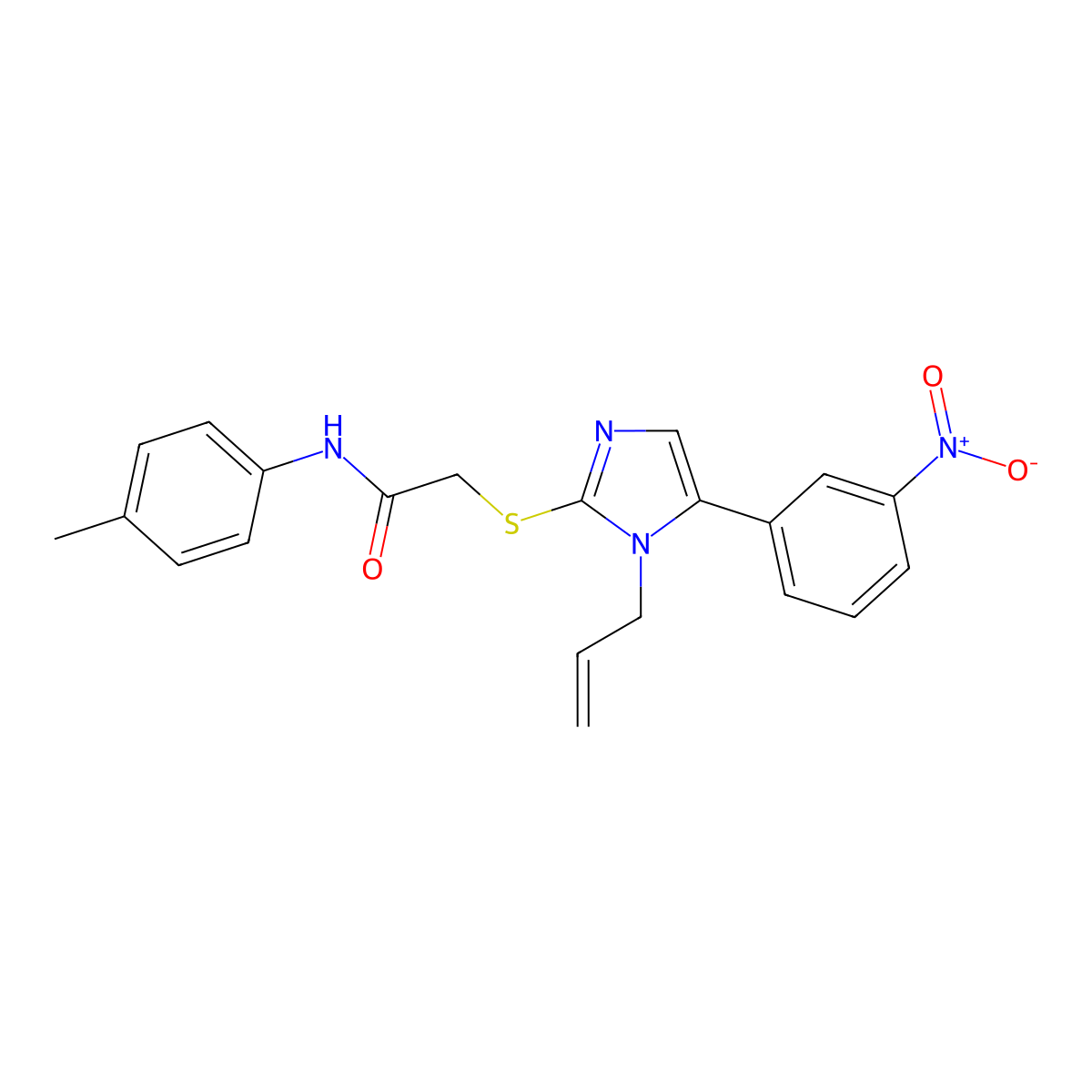 2-((1-allyl-5-(3-nitrophenyl)-1H-imidazol-2-yl)thio)-N-(p-tolyl)acetamide molecular structure, CAS 1235094-05-9