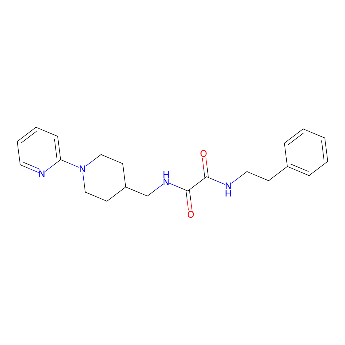N1-phenethyl-N2-((1-(pyridin-2-yl)piperidin-4-yl)methyl)oxalamide molecular structure, CAS 1235094-60-6