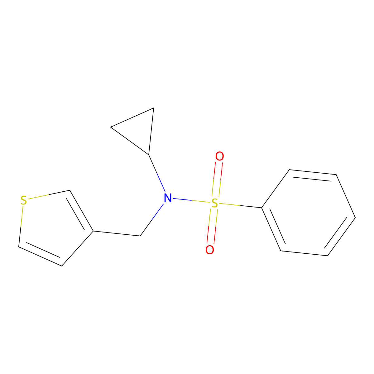 N-cyclopropyl-N-(thiophen-3-ylmethyl)benzenesulfonamide molecular structure, CAS 1235094-89-9