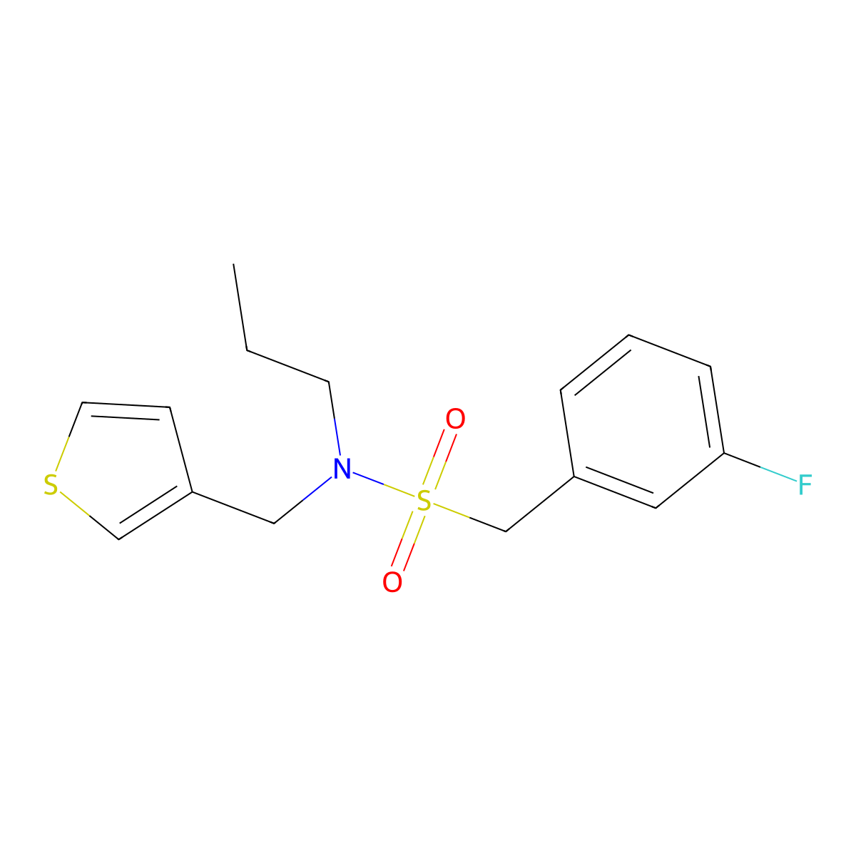 1-(3-fluorophenyl)-N-propyl-N-(thiophen-3-ylmethyl)methanesulfonamide molecular structure, CAS 1235095-46-1