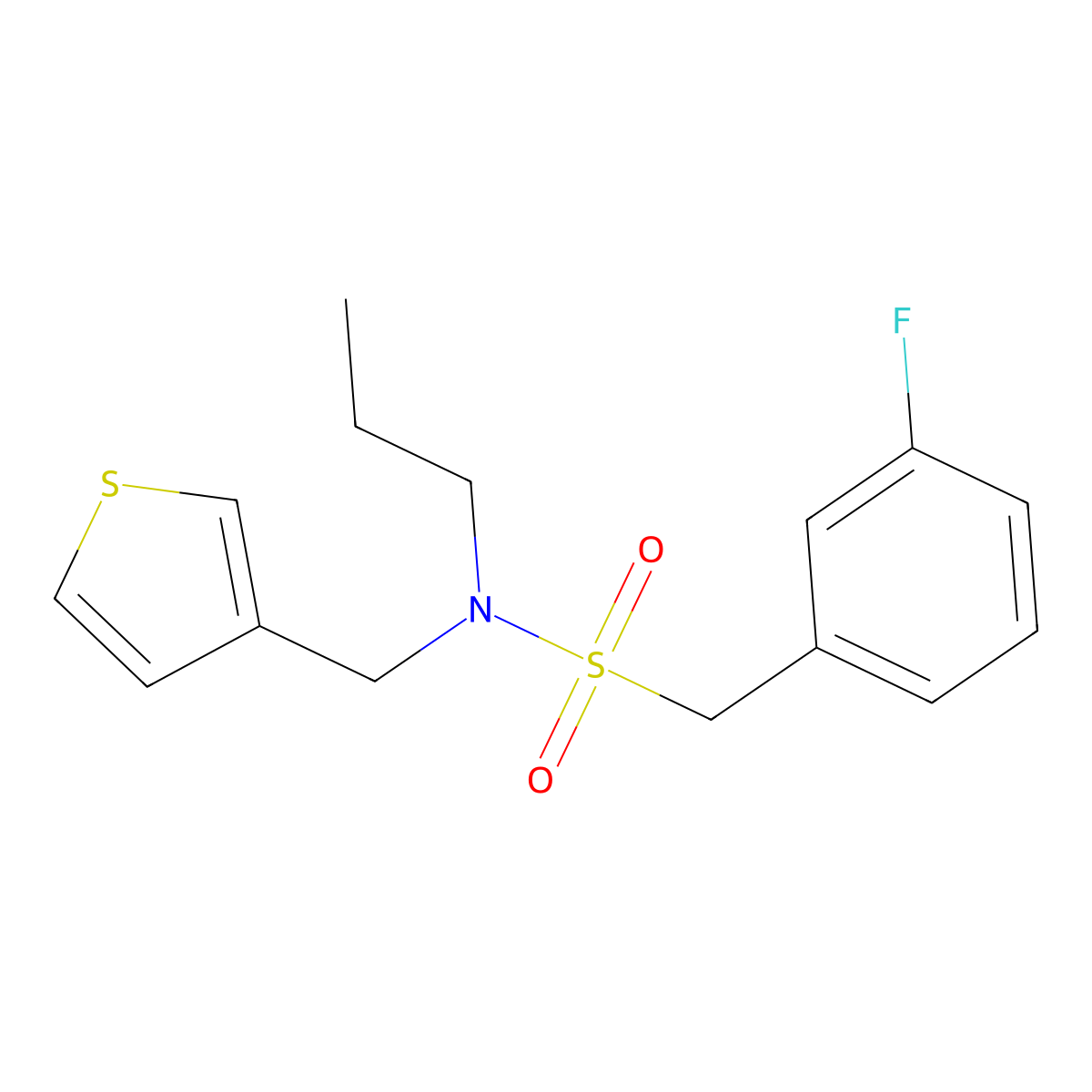 1-(3-fluorophenyl)-N-propyl-N-(thiophen-3-ylmethyl)methanesulfonamide molecular structure, CAS 1235095-46-1