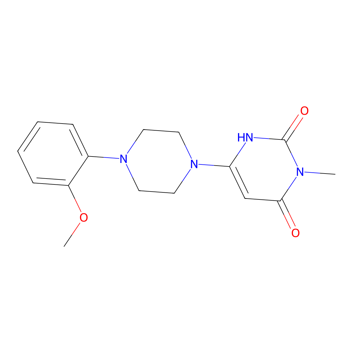 6-(4-(2-methoxyphenyl)piperazin-1-yl)-3-methylpyrimidine-2,4(1H,3H)-dione molecular structure, CAS 1235096-68-0
