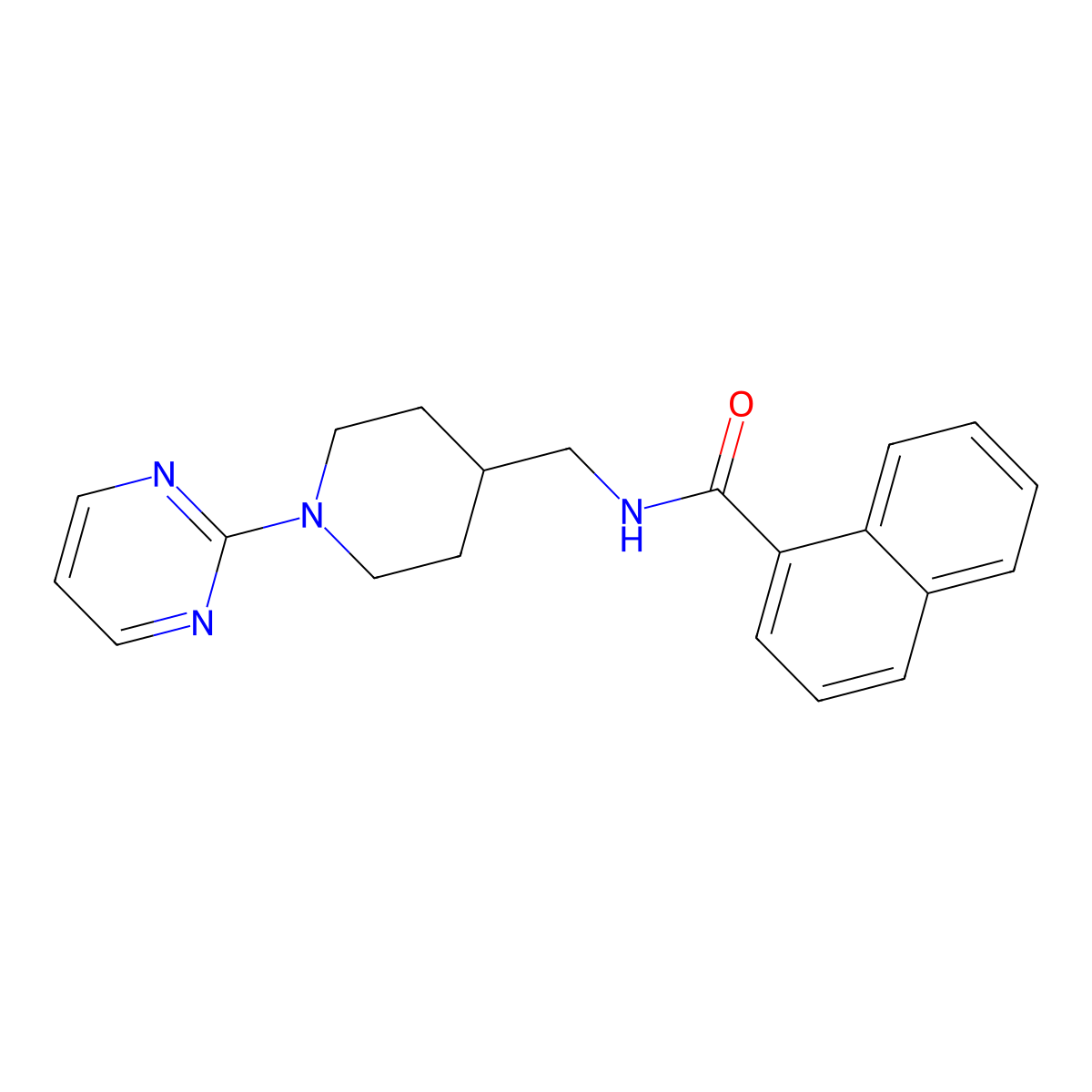 N-((1-(pyrimidin-2-yl)piperidin-4-yl)methyl)-1-naphthamide molecular structure, CAS 1235096-80-6
