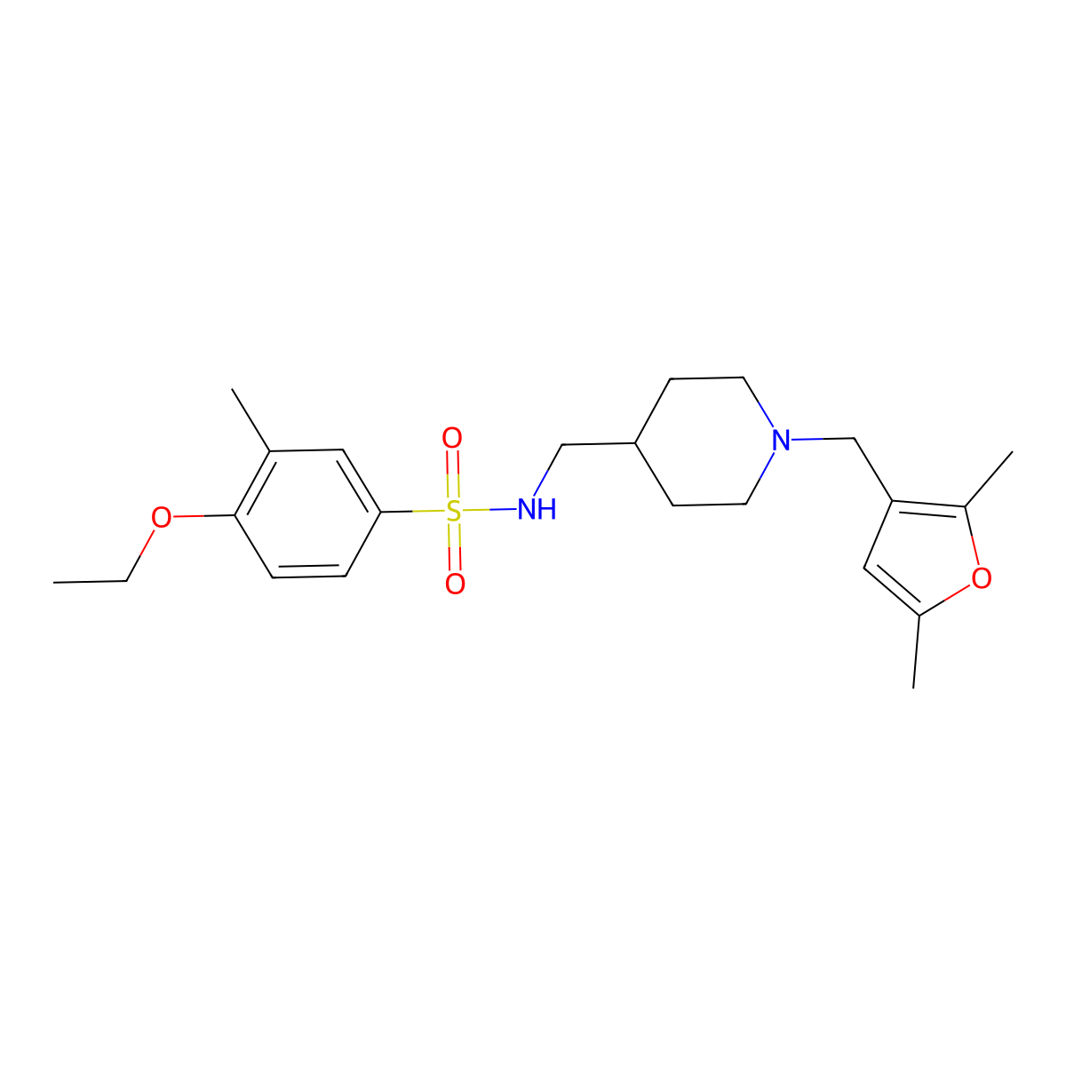 N-((1-((2,5-dimethylfuran-3-yl)methyl)piperidin-4-yl)methyl)-4-ethoxy-3-methylbenzenesulfonamide molecular structure, CAS 1235097-17-2