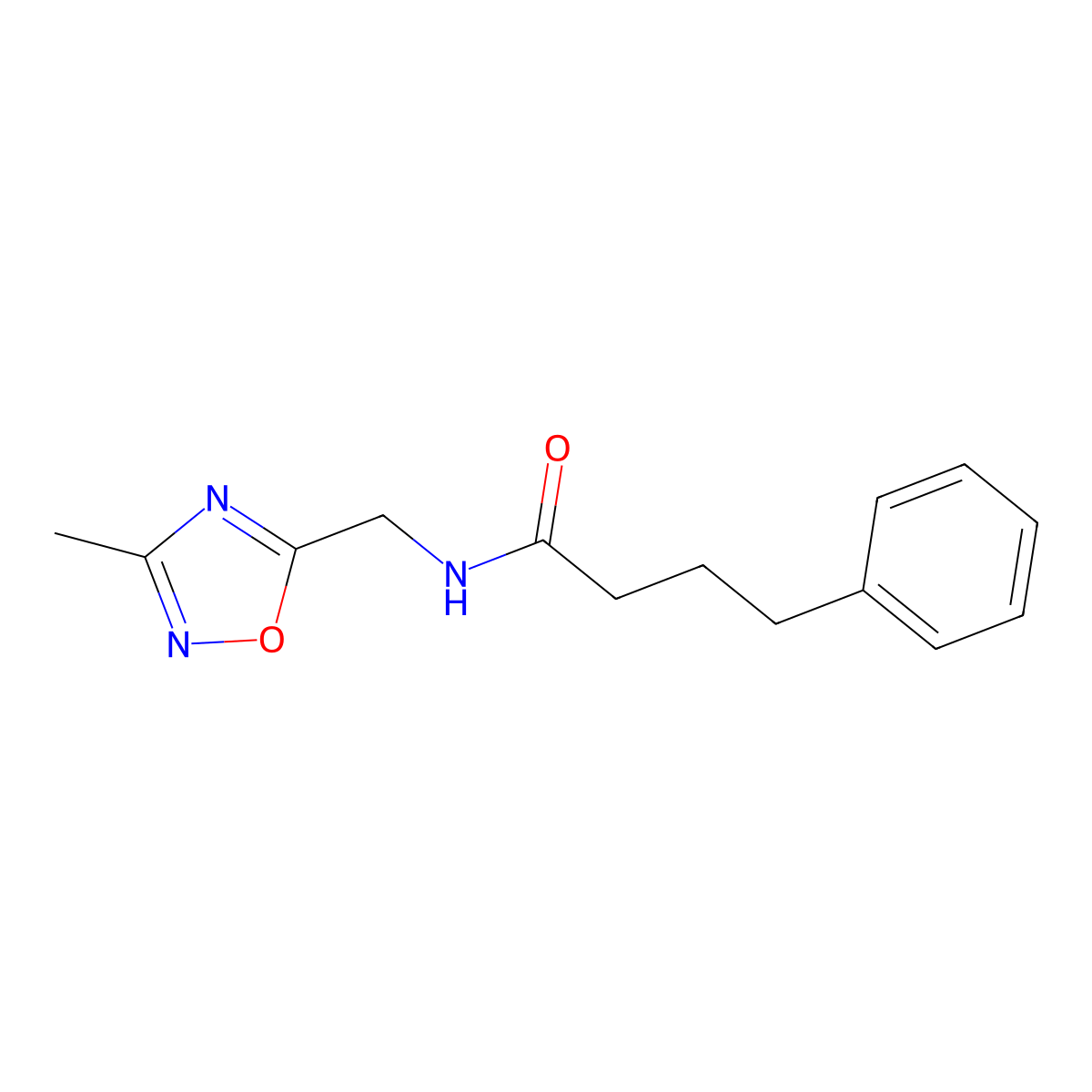 N-[(3-methyl-1,2,4-oxadiazol-5-yl)methyl]-4-phenylbutanamide molecular structure, CAS 1235097-41-2