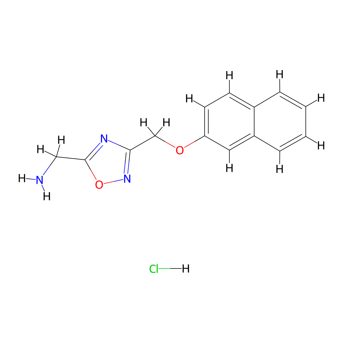 (3-((Naphthalen-2-yloxy)methyl)-1,2,4-oxadiazol-5-yl)methanamine hydrochloride molecular structure, CAS 1235097-48-9