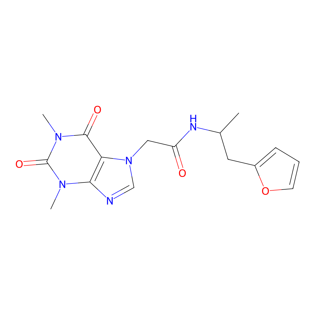 2-(1,3-dimethyl-2,6-dioxo-2,3-dihydro-1H-purin-7(6H)-yl)-N-(1-(furan-2-yl)propan-2-yl)acetamide molecular structure, CAS 1235097-99-0