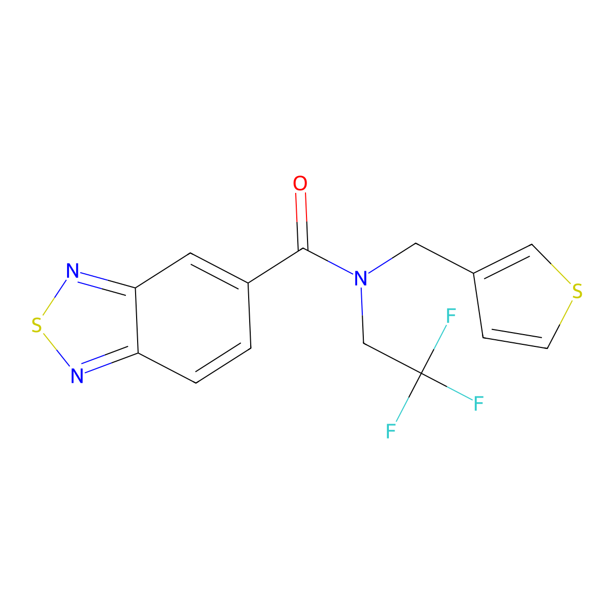 N-(thiophen-3-ylmethyl)-N-(2,2,2-trifluoroethyl)benzo[c][1,2,5]thiadiazole-5-carboxamide molecular structure, CAS 1235098-08-4