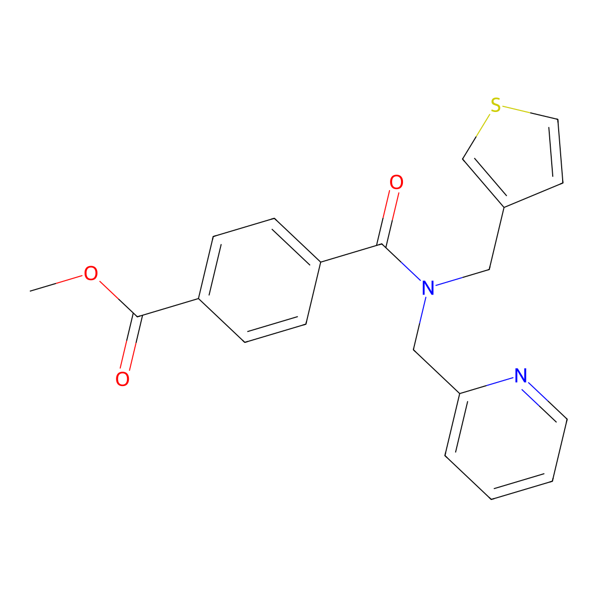 Methyl 4-((pyridin-2-ylmethyl)(thiophen-3-ylmethyl)carbamoyl)benzoate molecular structure, CAS 1235098-35-7