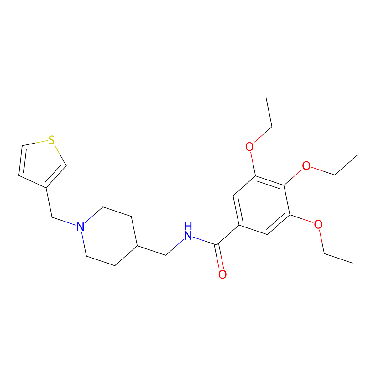 3,4,5-triethoxy-N-((1-(thiophen-3-ylmethyl)piperidin-4-yl)methyl)benzamide molecular structure, CAS 1235099-04-3