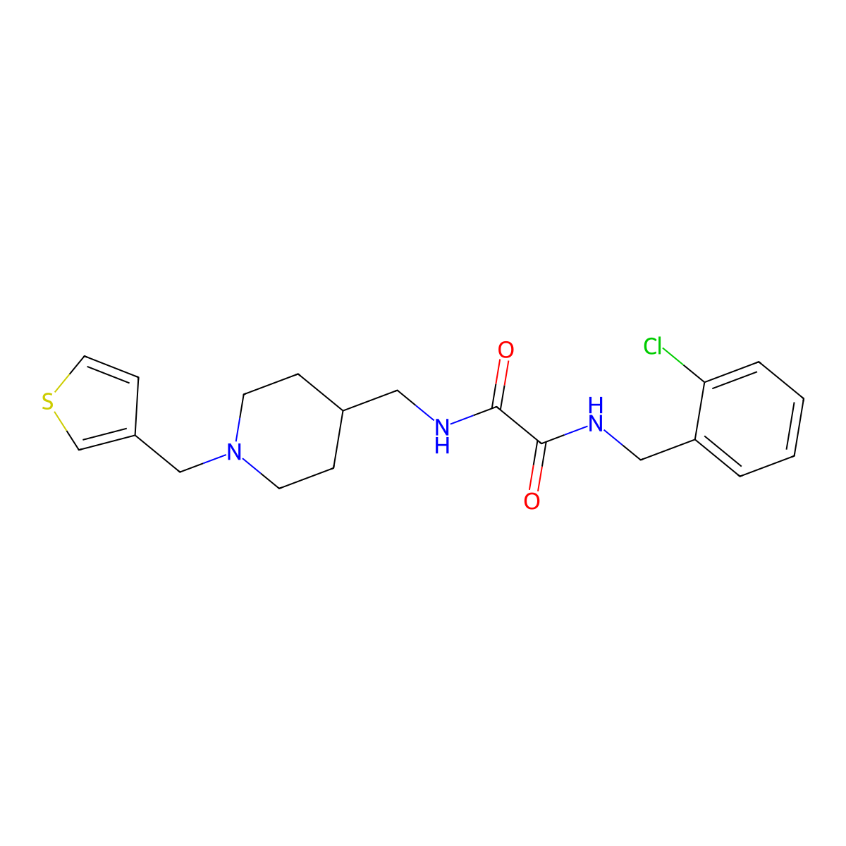 N1-(2-chlorobenzyl)-N2-((1-(thiophen-3-ylmethyl)piperidin-4-yl)methyl)oxalamide molecular structure, CAS 1235101-47-9