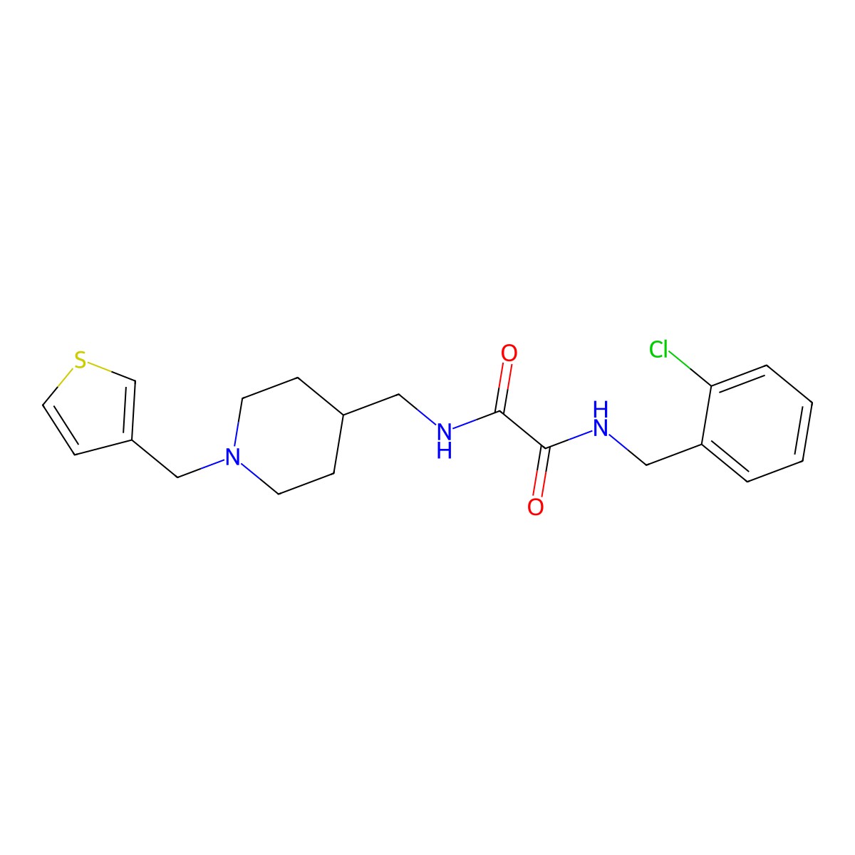 N1-(2-chlorobenzyl)-N2-((1-(thiophen-3-ylmethyl)piperidin-4-yl)methyl)oxalamide molecular structure, CAS 1235101-47-9